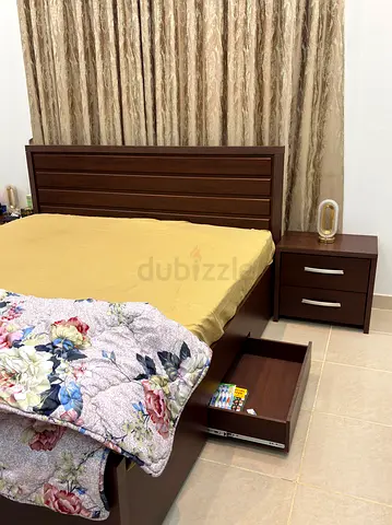 Brown Bedroom Furniture with two sides table +mattress 200x200