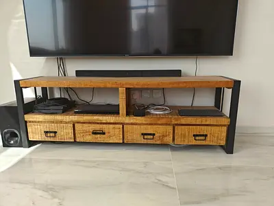 Live Edge  Metal Tv Stand