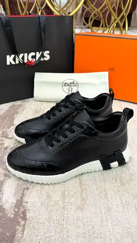 Hermes Bouncing Sneakers Crocodile Leather ‘Black/White’