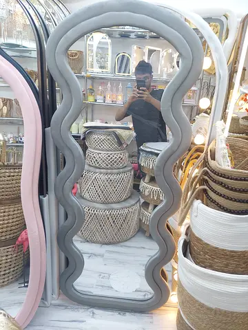 Elegant Wave-Design Full-Length Mirror