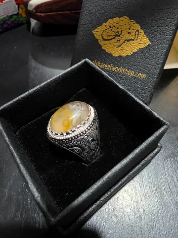 Silver Ring with Agate Stone - عقيق يماني مصور الشريف ٩٥٠