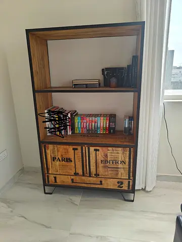 Industrial Bookshelf with Cabinet