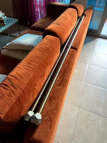 2 x Bronze single curtain rods 160cm