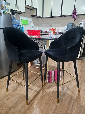 Elegant Black Velvet Bar Stool