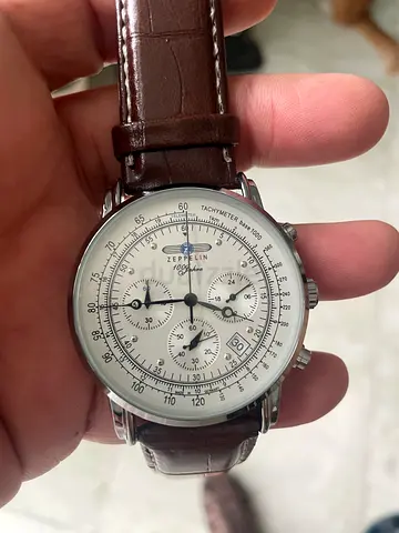 Mens Brown Leather Strap Chronograph Watch