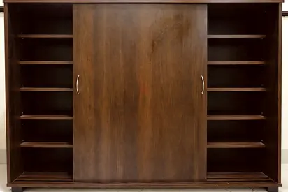 Elegant Brown shoe Cabinet with Sliding Doors