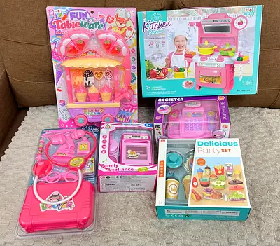 Collection of Kids Play Kitchen and Accessories