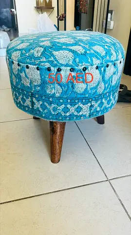 Handmade Blue Pouffe Ottoman Stool