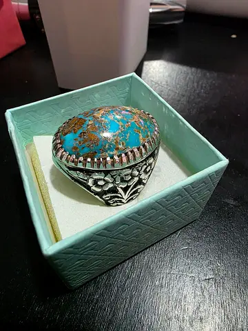 Turquoise Silver Ring - فيروز نيشابوري جامبو