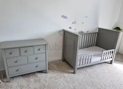 Gray Nursery Furniture Set - Crib and Dresser