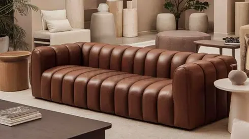 Stylish Brown Leather Sofa