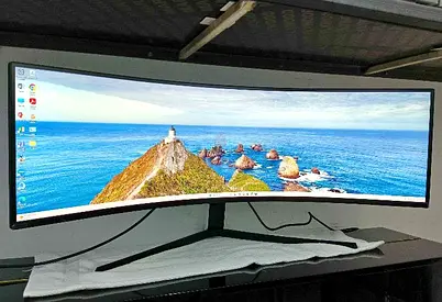 The Samsung Odyssey Neo G9 (49-inch) is a premium, super ultra-wide 32:9 curved gaming monitor featu