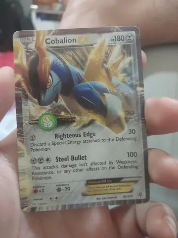 Cobalion EX (HP 180) Pokémon cardThis one is from the Black  White / Plasma Storm set (93/135).