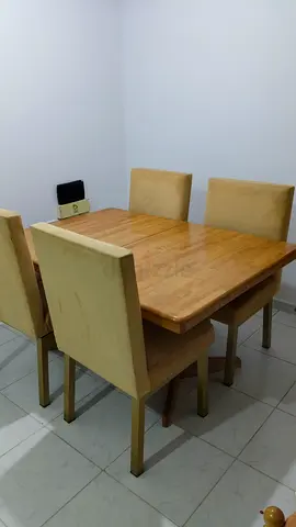 Cushion chairs and wooden table for sale