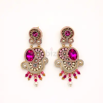 Handmade Earrings with Swarovski Crystal – Fuchsia