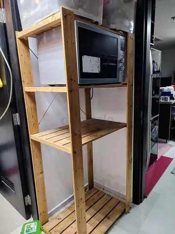 Wooden Microwave Rack with Shelves