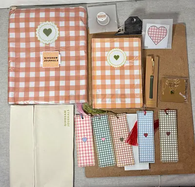 Bookish bundle “ Peach” | Beautiful Gingham Journal Set with accessories