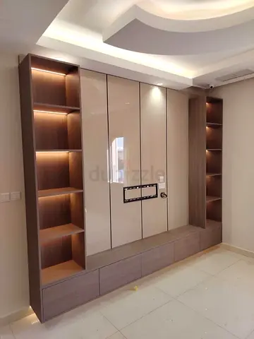 Modern Entertainment Center with Integrated Shelves