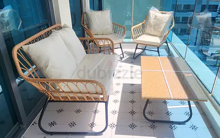 Stylish Rattan Sofa Set with Coffee Table, incl. Covers