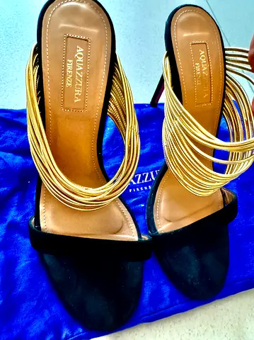 Aquazzura Black Gold heels Authentic