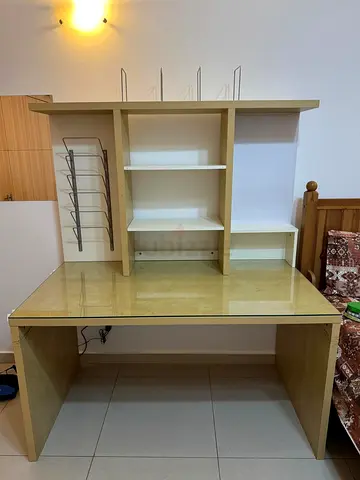Modern Study Table with Shelves