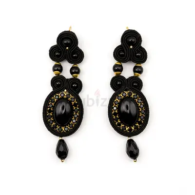 Black Onyx Statement Drop Earrings