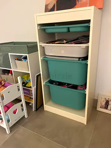 TROFAST Storage combination with boxes, white light orange/bright green, 46x30x94 cm