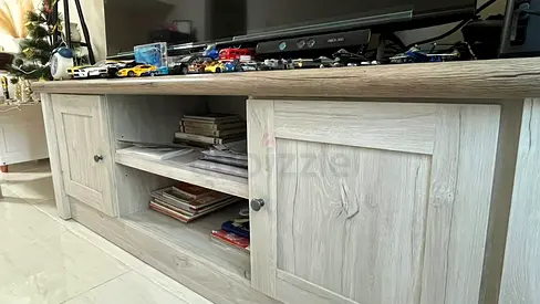 Wooden TV Stand with Shelves