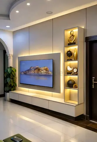 Modern Entertainment Center with  Shelves