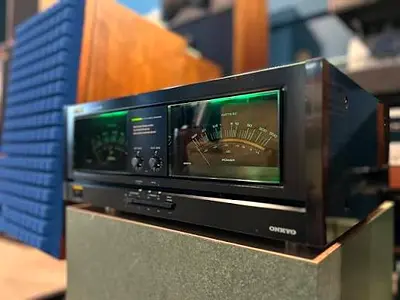 ONKYO M-588F STEREO POWER AMPLIFIER - HUGE METERS WOW - 200WPC With pre amp