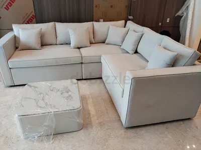 Modern L-Shaped Sofa with Cushions