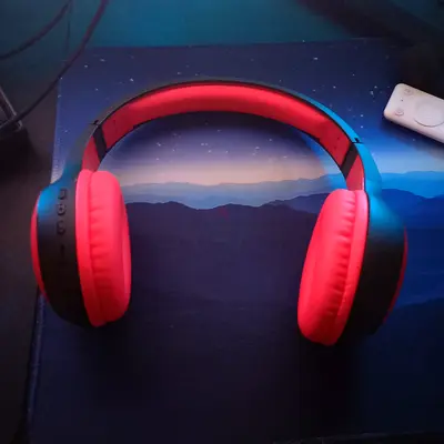 Stylish Over-Ear Headphones in Red and Black