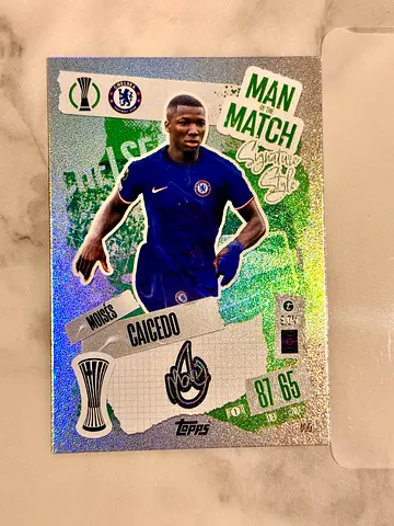 MOISES CAICEDO’S SIGNATURED MVP CONFERENCE LEAGUE 24/25 Chelsea FC Match Attax Card