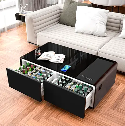 3-in-1 Smart Coffee Table - Fridge + Bluetooth Speaker + charging