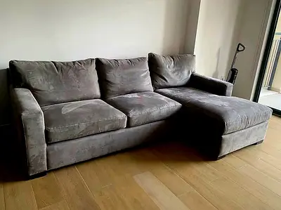 Crate and Barrel axis feather filled sectional sofa