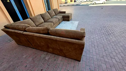 Crate and Barrel axis feather filled U shape sofa