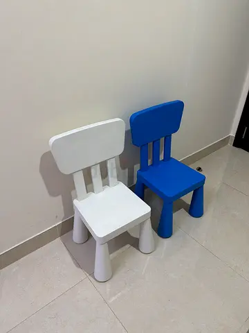 Two small plastic chairs