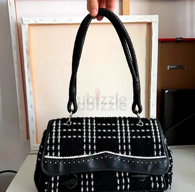 Black  White Tweed Bag - Pre-owned
