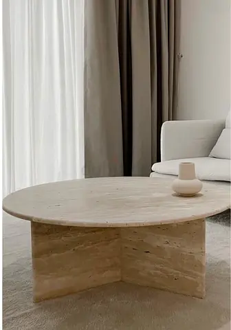 Travertine Elegant Round Coffee Table
