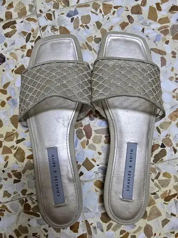 Elegant Beige Slides by Charles  Keith