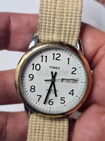 TIMEX Indiglo Watch Mens Gold Tone nylon strap