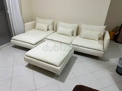 Large 3-seater sofa paired with an oversized ottoman. Perfect combination of comfort and style.
