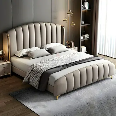 Elegant beautiful light gray 180*200 king size bed