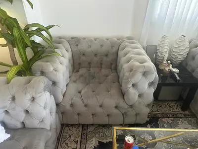 Elegant Grey Tufted Couch