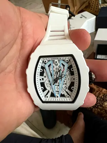 Stunning White Watch with Skeleton Design