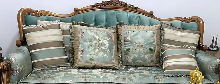 Elegant Vintage Style Sofa with Decorative Cushion