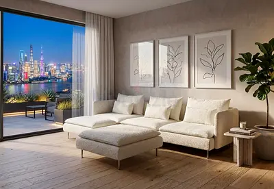 Elegant 3-seater sofa set with a big ottoman that can be used as a footrest or coffee table. Stylish