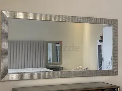 Set for bed room with Elegant Wall Mirror with Silver Frame, with the Mattress