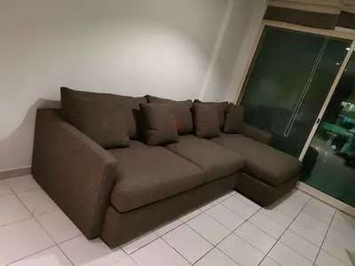 Lounge Deep crate and barrel lshape sofa chocolate Brown color