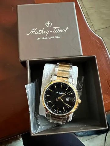 Mathey Tissot Mens Watch with Black Dial and Silver Detail